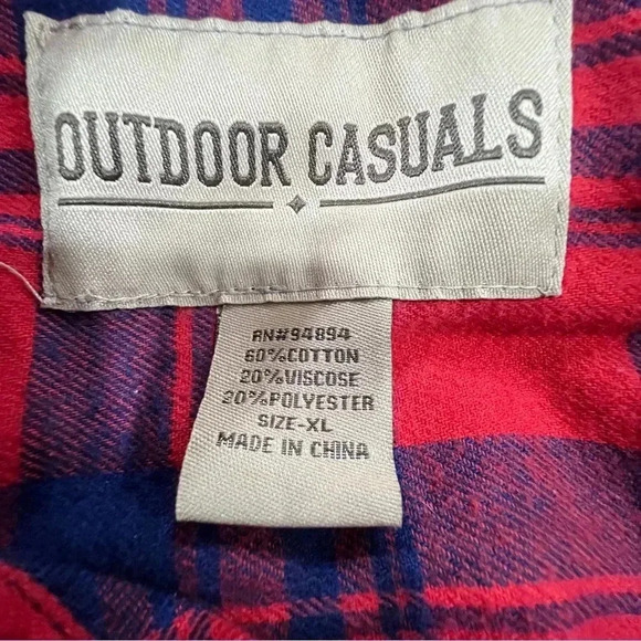 Outdoor Casuals Women’s Red and Blue Flannel Button Up Size XL - Picture 3 of 3